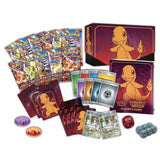 Contenu du Coffret Dresseur d’élite Flammes Obsidiennes : boosters, protège-cartes, guide, dés et jetons