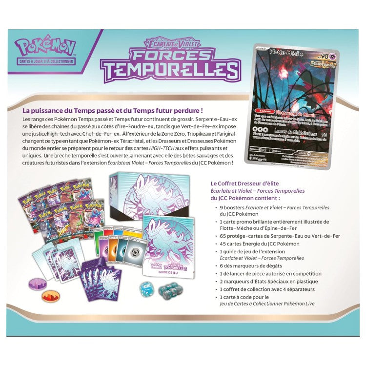 Dos du Coffret Dresseur d’élite Forces Temporelles : liste du contenu et carte promo Flotte-Mèche