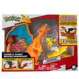 Boîte du coffret Flame & Flight Deluxe Charizard, avec Dracaufeu, Pikachu et le lanceur