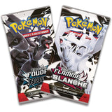 Les deux boosters du Mini Tin : Foudre Noire avec Zekrom et Flamme Blanche avec Reshiram