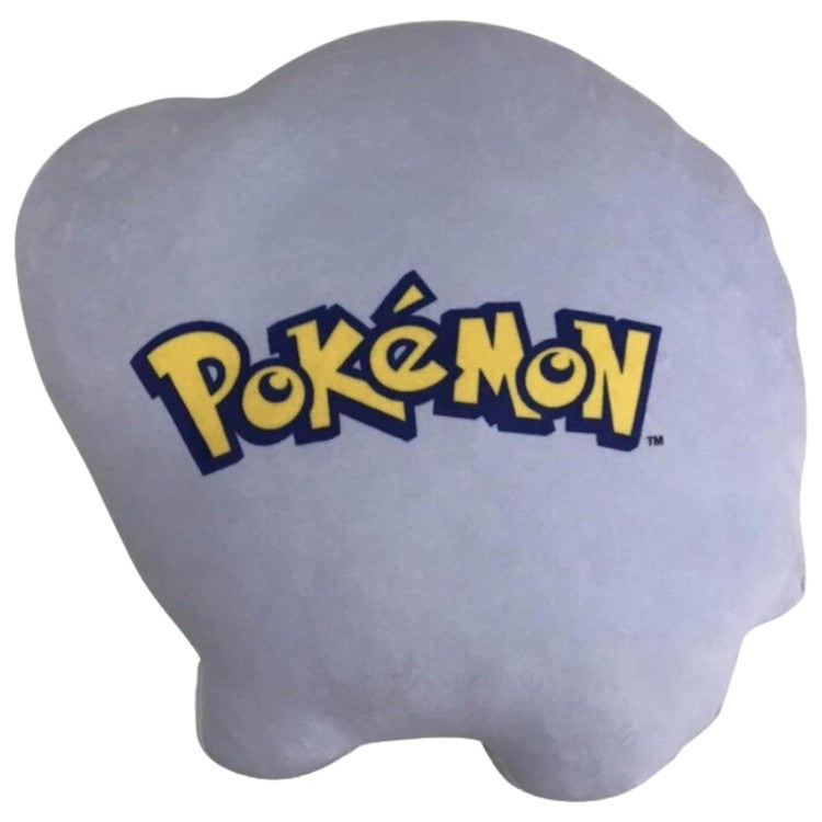 Verso gris du coussin Moumouton, imprimé du logo Pokémon