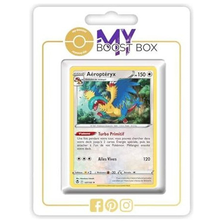 Carte Pokémon Aéroptéryx 147/195 en version Holo ou Reverse de l’extension Tempête Argentée Épée et Bouclier 12, vue de face en gros plan.