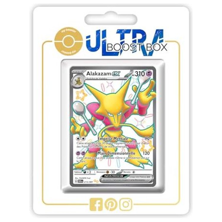 Carte Pokémon Alakazam ex 215/091 Full Art chromatique secrète recto, édition française Destinées de Paldea EV4.5