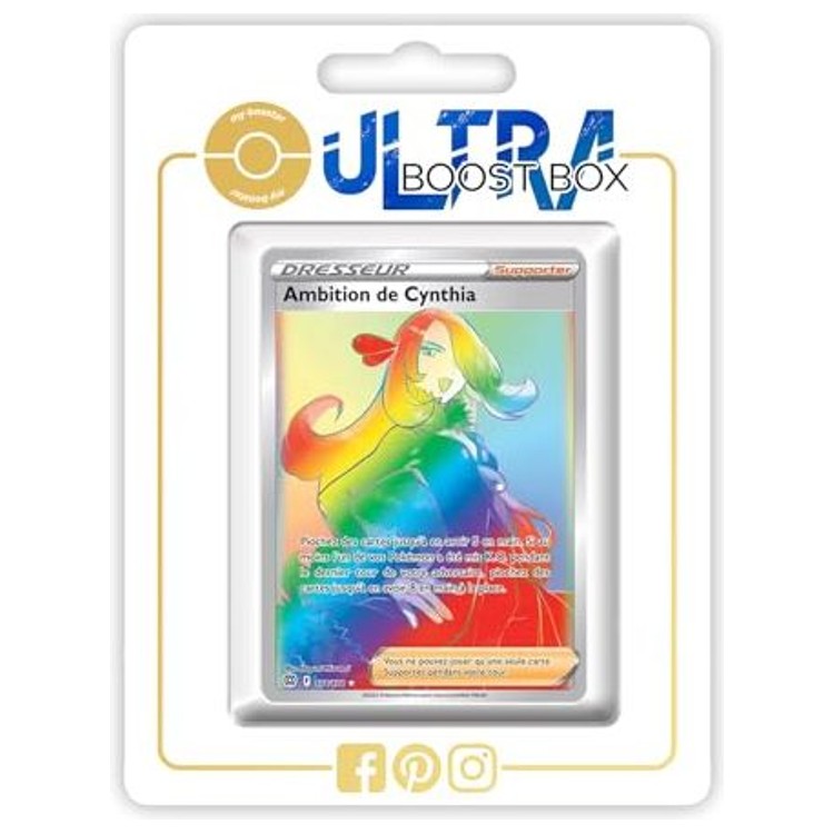 Carte Pokémon Ambition de Cynthia 178/172 Dresseur Supporter arc en ciel secrète Stars Étincelantes, vue de face en français