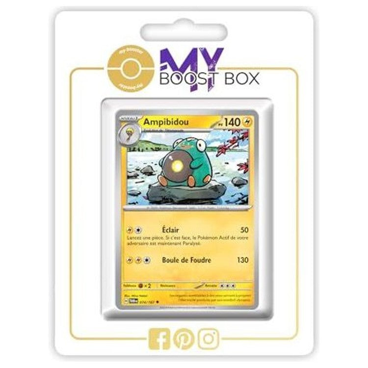 Carte Pokémon Ampibidou 074/167 en version Reverse de l’extension Mascarade Crépusculaire Écarlate et Violet 06, vue de face en gros plan.