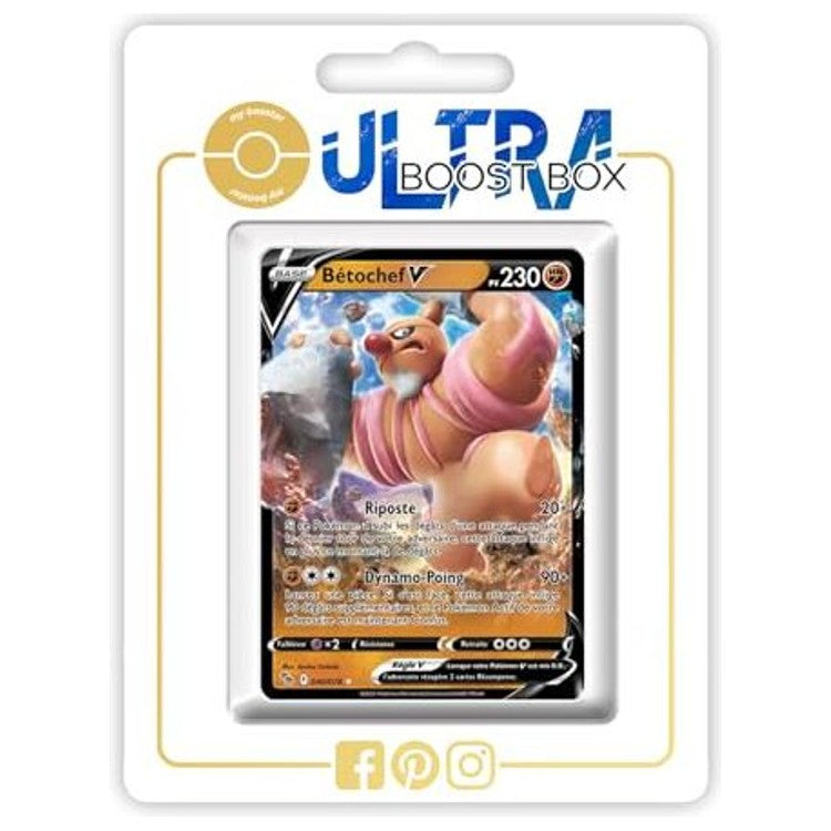 Carte Pokémon Bétochef V 040/078 Ultra Rare de l’extension Pokémon GO, édition française du bloc Épée et Bouclier 10.5, vue de face détaillée.