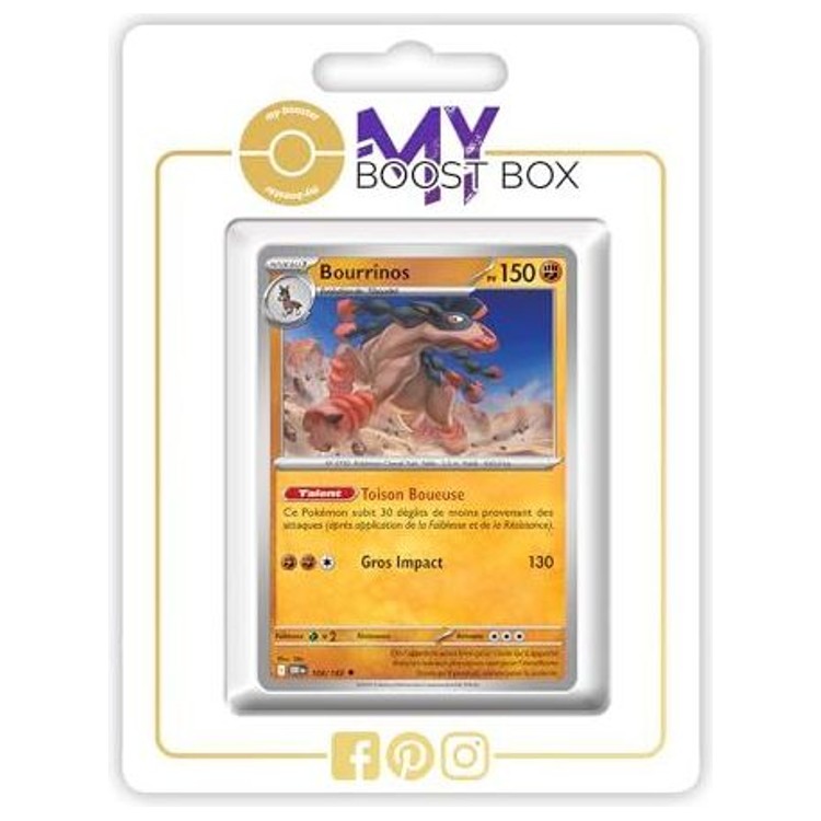 Carte Pokémon Bourrinos 108/182 en version Reverse de l’extension Rivalités Destinées Écarlate et Violet 10, vue de face en gros plan.