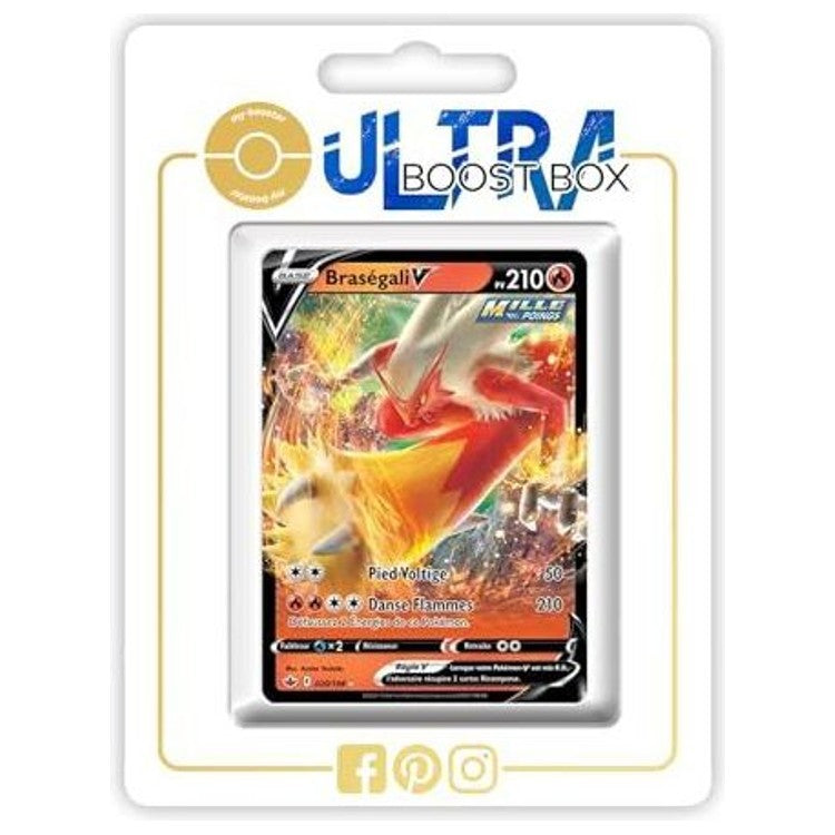 Carte Pokémon Braségali V 020/198 ultra rare de l’extension Règne de Glace EB06, vue de face avec illustration complète et détails du Pokémon Feu-Combat.