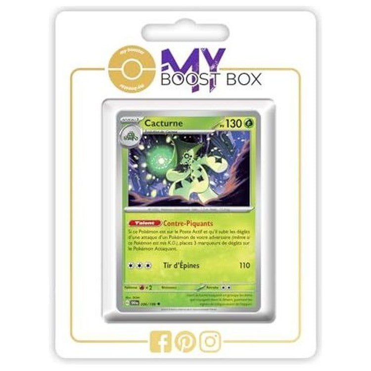 Carte Pokémon Cacturne 006/198 en version Reverse du bloc Écarlate et Violet EV01, vue de face avec l’illustration complète du Pokémon.