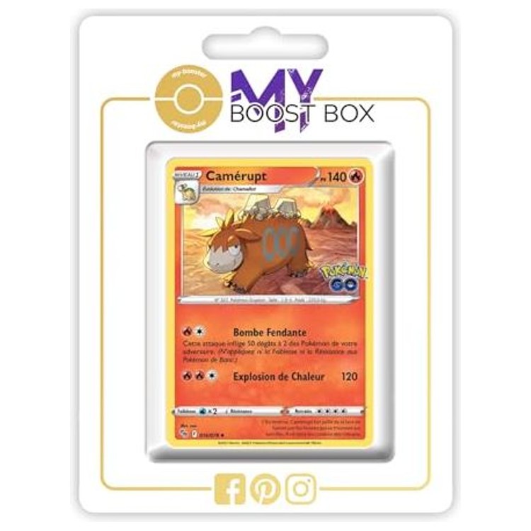 Carte Pokémon Camérupt 014/078 en version Reverse de l’extension Pokémon GO, bloc Épée et Bouclier 10.5, vue de face détaillée.