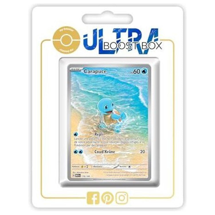 Carte Pokémon Carapuce 170/165 Alternative Pokémon Gallery Secrète de l’extension 151 Écarlate et Violet 3.5, vue de face en gros plan.