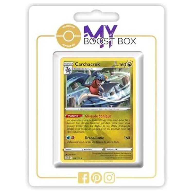 Carte Pokémon Carchacrok 109/172 Holo ou Reverse de l’extension Stars Étincelantes, bloc Épée et Bouclier 09, vue de face détaillée.
