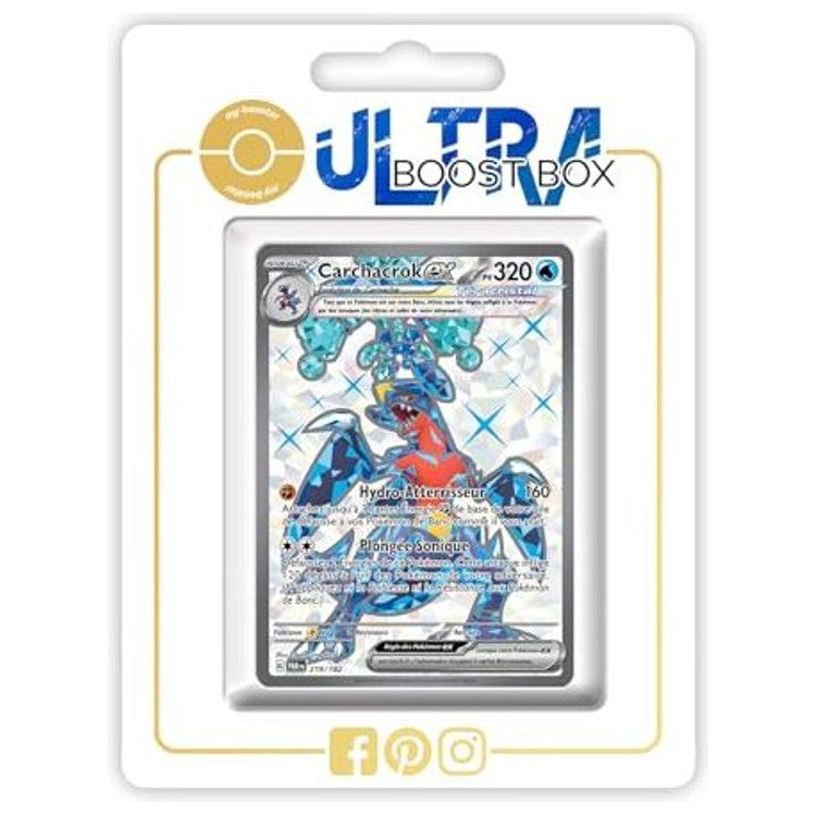 Carte Pokémon Carchacrok ex 219/182 Full Art Téracristal secrète EV04 Faille Paradoxe en édition française, vue de face détaillée.