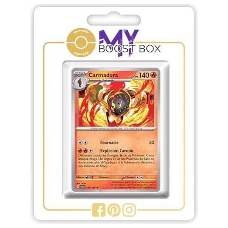 Carte Pokémon Carmadura 034/191 en version Reverse de l’extension Étincelles Déferlantes, bloc Écarlate et Violet EV08, vue de face détaillée.