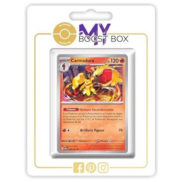 Carte Pokémon Carmadura 044/197 en version Reverse de l’extension Flammes Obsidiennes Écarlate et Violet 03, vue de face en gros plan.