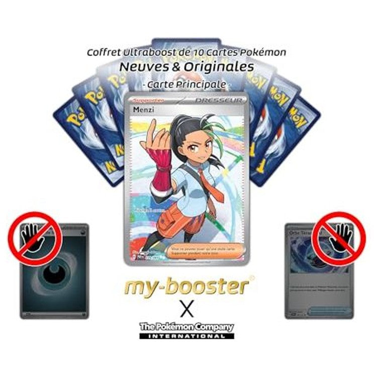 Gros plan sur l’illustration Full Art de la carte Dresseur Menzi 229/091 Écarlate et Violet 4.5, mettant en valeur les effets brillants et le design.