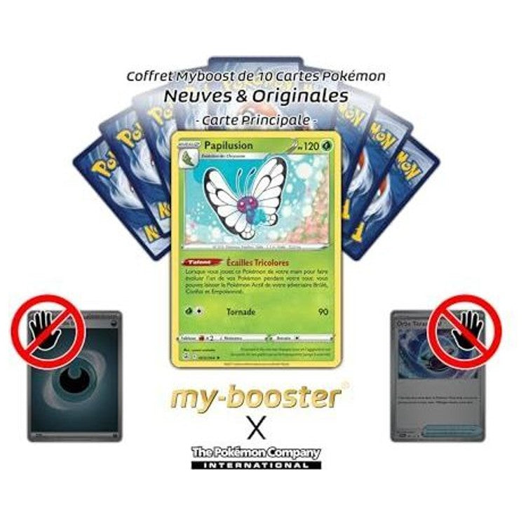 Gros plan sur les effets brillants Holo et Reverse de la carte Papilusion 003/264 Poing de Fusion, mettant en valeur l’illustration et le texte de jeu.