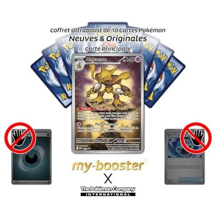 Gros plan sur les détails de la carte Pokémon Alakazam MEP009 Alternative Gallery Méga-Évolution 01, montrant l’artwork et la rareté ultra rare.