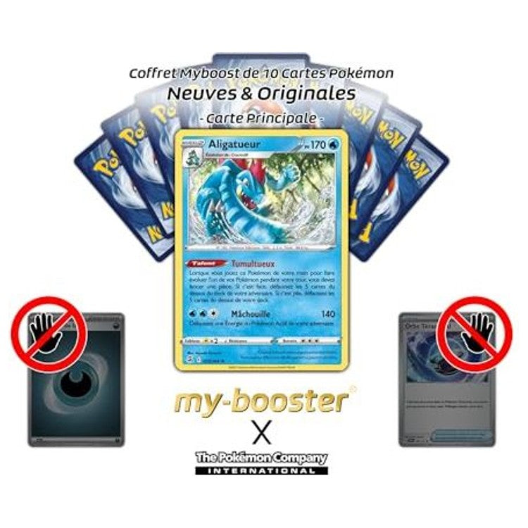 Gros plan sur l’illustration de la carte Pokémon Aligatueur Poing de Fusion EB08 montrant le Pokémon Eau prêt à mordre