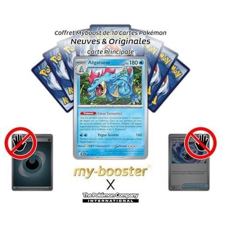 Gros plan sur l’illustration de la carte Pokémon Aligatueur EV05 Forces Temporelles montrant le Pokémon Eau en pleine attaque aquatique brillante.