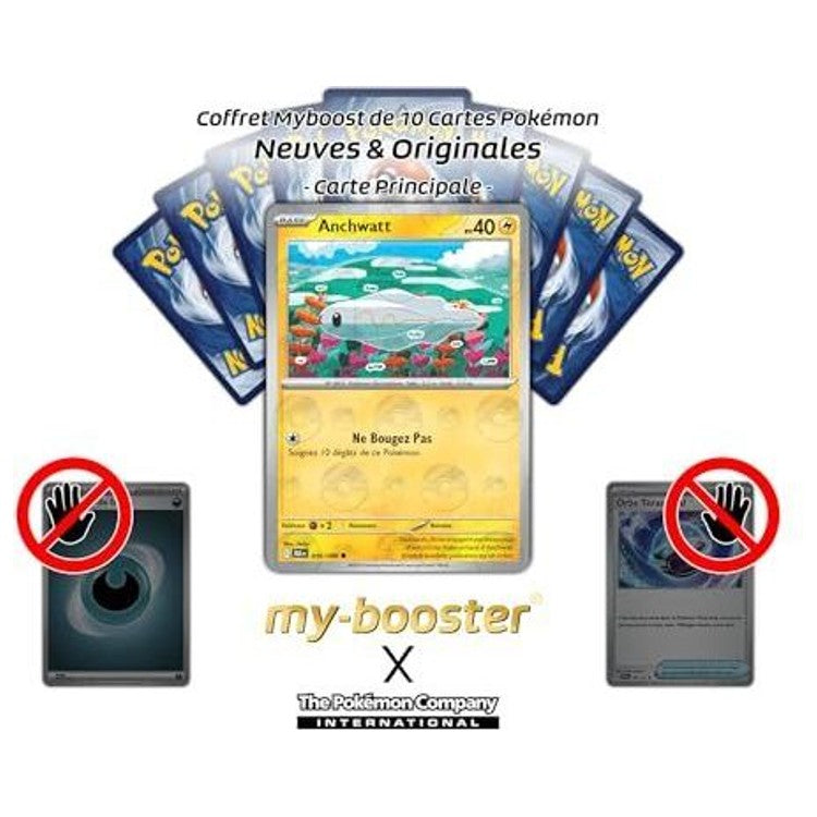 Gros plan sur l’illustration de la carte Pokémon Anchwatt Reverse Foudre Noire EV10-5, mettant en avant les reflets brillants et le design Poké Ball.