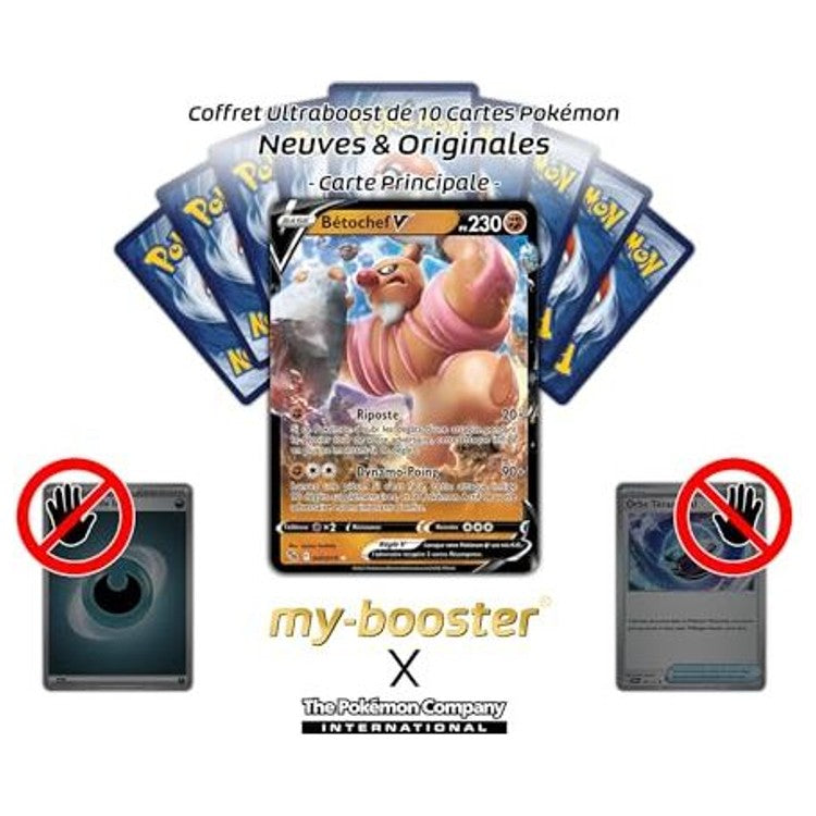 Gros plan sur l’illustration de la carte Pokémon Bétochef V 040/078, montrant le Pokémon Combat brandissant ses poutres dans la série Pokémon GO.
