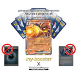 Gros plan sur la carte Carmadura ex 027/182 EV04 montrant les détails holographiques et l’armure de feu du Pokémon de type Feu.