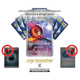 Gros plan sur l’illustration Alternative Gallery de Charbambin MEP022, montrant les flammes et les détails de la carte Méga-Évolution 02