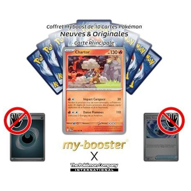 Détail de l’illustration Reverse de la carte Pokémon Chartor EV06, mettant en avant la carapace fumante et les effets brillants du fond.
