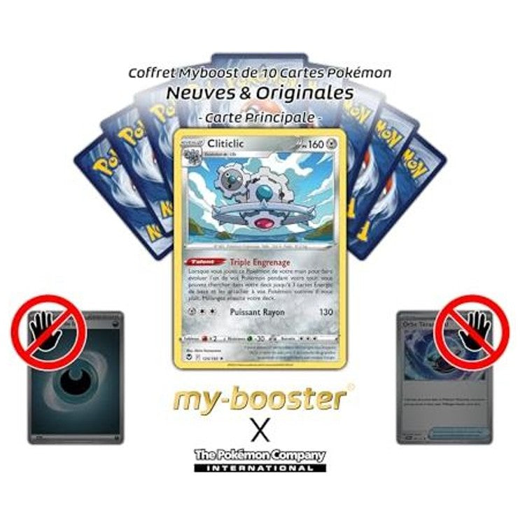 Gros plan sur l’illustration métallique de Cliticlic Reverse EB12, montrant les engrenages et l’effet brillant de la carte Pokémon française