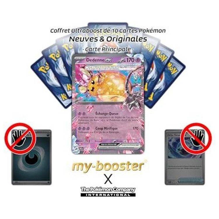 Détail de l’illustration de la carte Pokémon Dedenne ex Téracristal Écarlate et Violet 02, montrant le Pokémon Électrik en action.