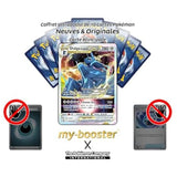 Gros plan sur l’illustration VSTAR de Dialga Originel SWSH256 montrant les effets brillants et le design légendaire de cette carte promo officielle