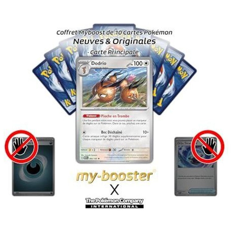 Gros plan sur les détails de l’illustration de la carte Pokémon Dodrio 085/165 Holo Reverse de la série 151 EV3.5 en édition française