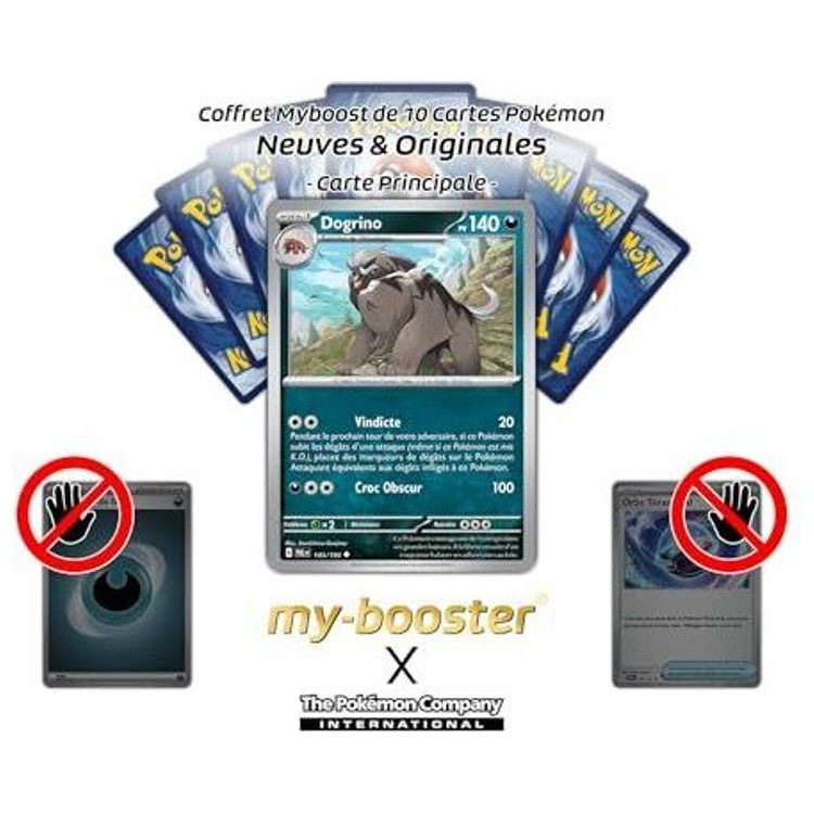 Gros plan sur les détails holographiques Reverse de la carte Pokémon Dogrino 143/193 EV02, mettant en valeur le motif brillant et le texte de jeu.