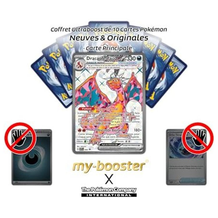 Gros plan sur l’illustration de Dracaufeu ex Téracristal SV056, mettant en valeur les effets Full Art et la brillance de cette ultra rare EV03