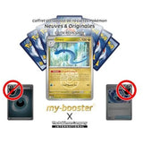 Gros plan sur l’illustration de Draco Reverse Méga-Évolution 02 montrant les reflets holographiques et les informations de jeu de la carte.