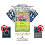 Gros plan sur les détails holographiques Reverse de la carte Pokémon Floramantis 014/182 EV10 Rivalités Destinées, montrant le motif brillant