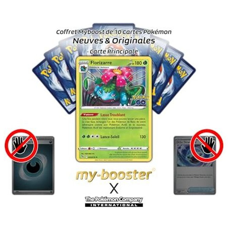 Gros plan sur l’illustration de Florizarre 003/078 de la série Pokémon GO Épée et Bouclier 10.5, montrant le Pokémon Plante/Poison en action.