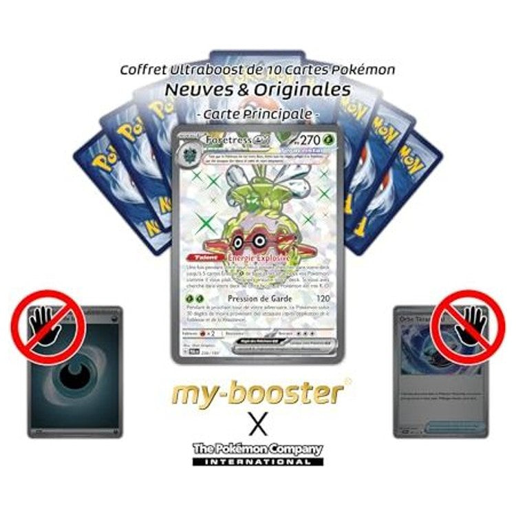 Gros plan sur l’illustration Téracristal de la carte Pokémon Foretress ex 230/193 secrète de l’extension Évolutions à Paldea EV02.