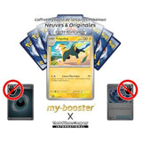 Gros plan sur l’illustration brillante de la carte Pokémon Fulgudog Reverse du bloc Méga-Évolution 02, mettant en avant les effets holographiques