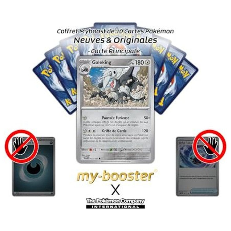Gros plan sur l’illustration brillante de la carte Pokémon Galeking Reverse EV06, montrant son armure d’acier et les reflets holographiques