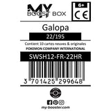 Gros plan sur la brillance Reverse de la carte Pokémon Galopa 22/195 de l’extension Tempête Argentée Épée et Bouclier 12, montrant les effets holographiques.