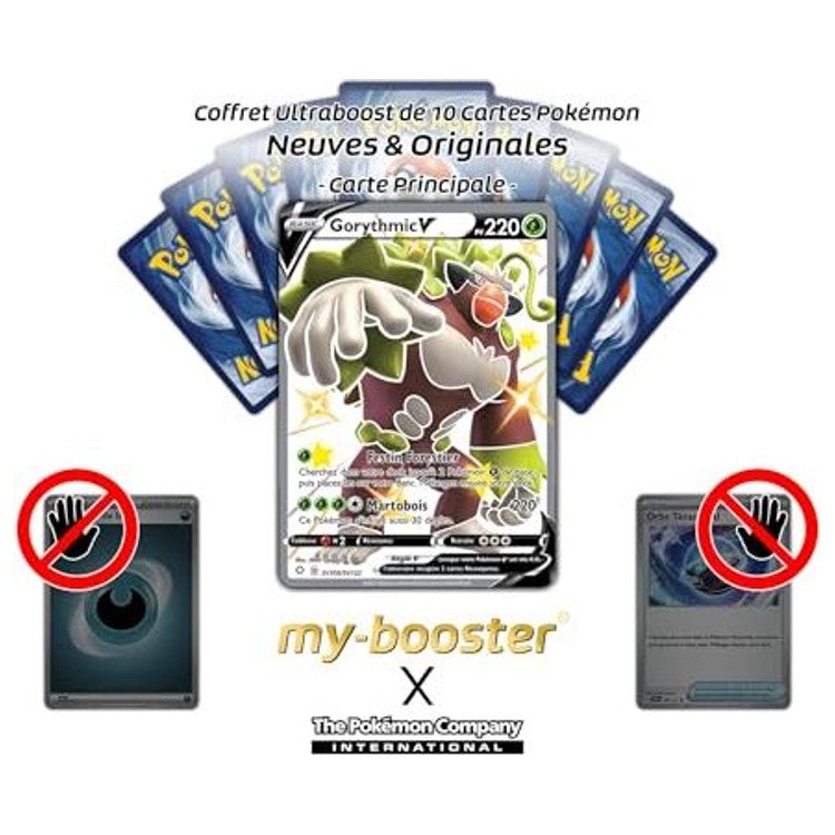 Gros plan sur les détails holographiques de la carte Pokémon Gorythmic V SV105/SV122 Ultra Rare chromatique de Destinées Radieuses