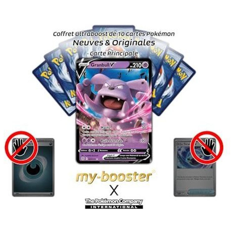 Gros plan sur l’illustration de la carte Granbull V 057/172 Stars Étincelantes montrant le Pokémon Combat prêt à attaquer