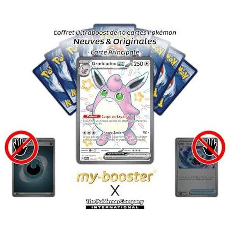 Gros plan sur les détails holographiques de la carte Grodoudou ex 222/091 Full Art chromatique secrète Destinées de Paldea EV4.5