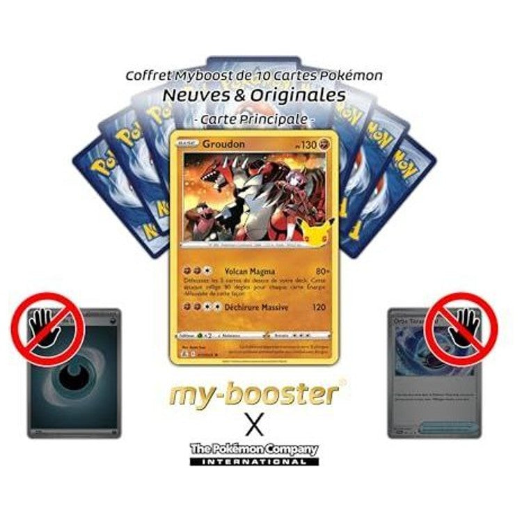 Gros plan sur les détails holographiques et le texte d’attaque de la carte Groudon 017/025 Holo, mettant en valeur le design et les effets de jeu.