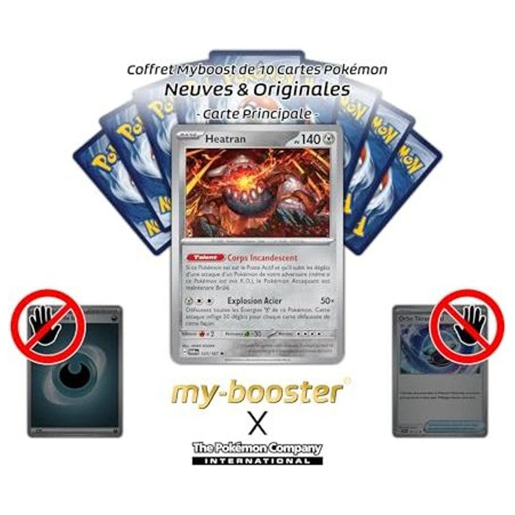 Gros plan sur l’illustration de Heatran 123/167 EV06 montrant les effets holographiques et les informations de jeu de la carte Pokémon française.