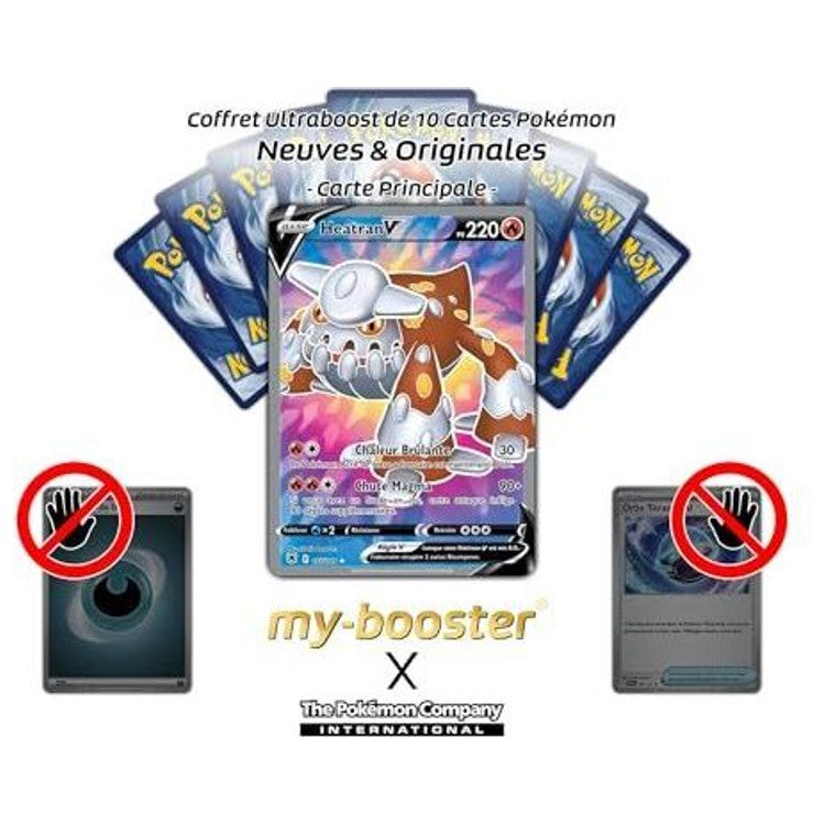 Gros plan sur la carte Pokémon Heatran V 165/189 Ultra Rare Full Art EB10, mettant en valeur les effets holographiques et les détails du Pokémon Légendaire.