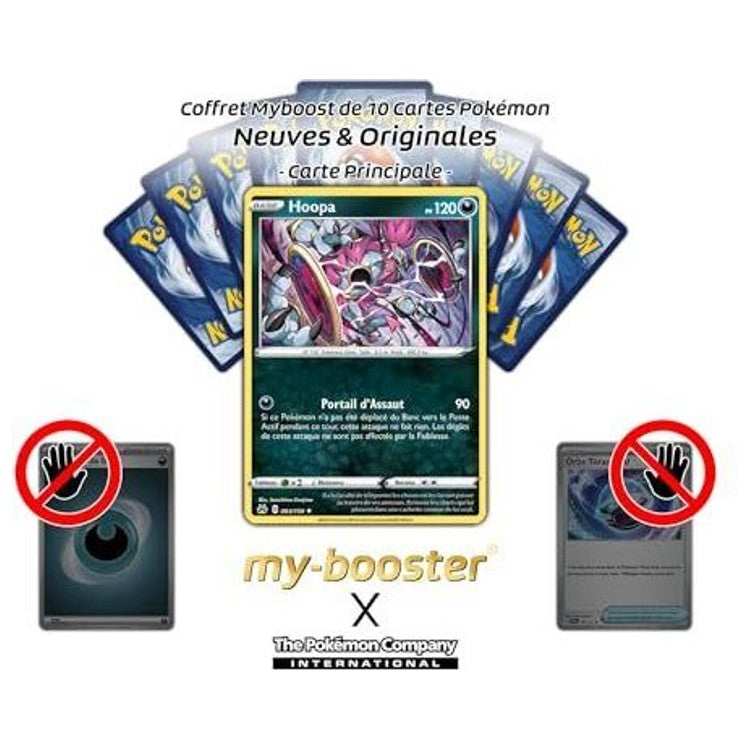 Gros plan sur les détails holographiques de la carte Pokémon Hoopa 083/159 Reverse de Zénith Suprême, mettant en valeur les effets brillants.