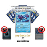 Gros plan sur les détails holographiques de la carte Pokémon Kyogre 034/132 Méga-Évolution 01, édition française authentique